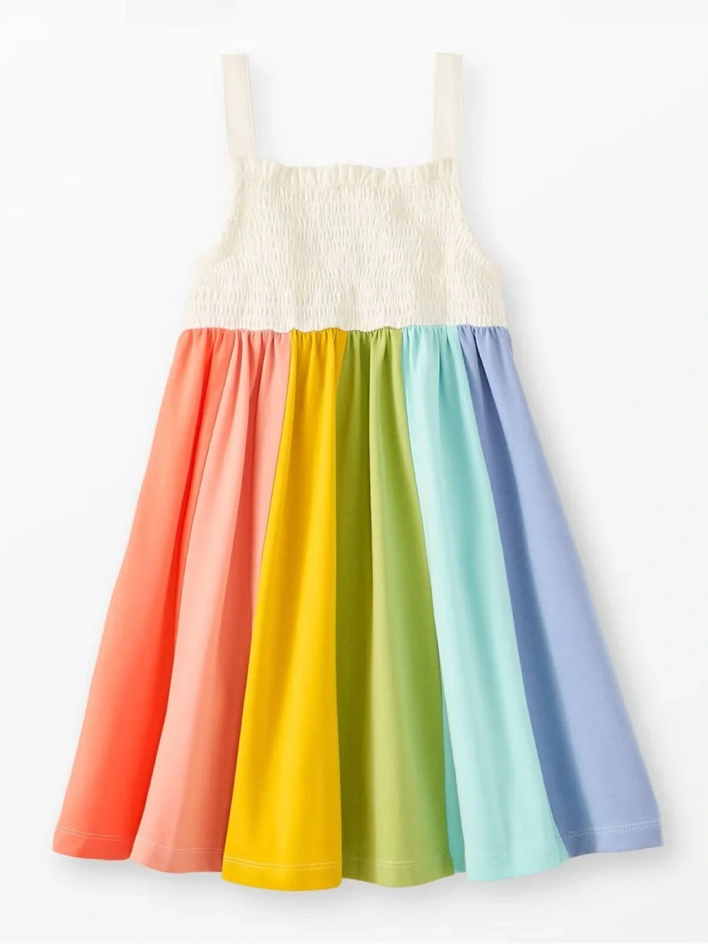 Hanna Andersson Sleeveless Smocked Rainbow Dress with Pockets Size 8